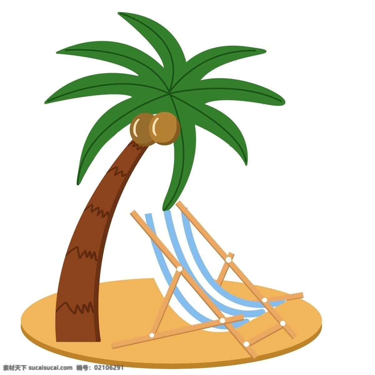 海滩椰树躺椅 夏季旅游 海滩椰树 躺椅