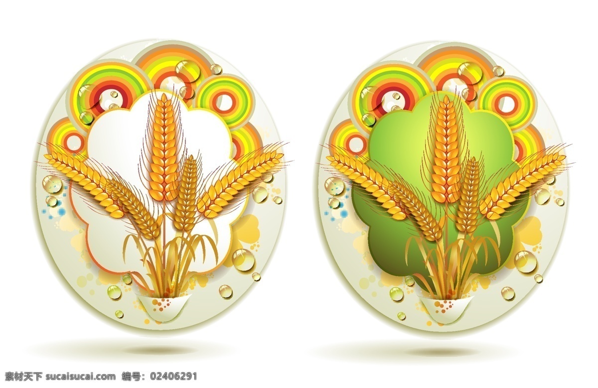 麦穗标签 麦穗 小麦 麦子 大麦 矢量标签 底纹背景 底纹边框 餐饮美食 生活百科 矢量素材 白色