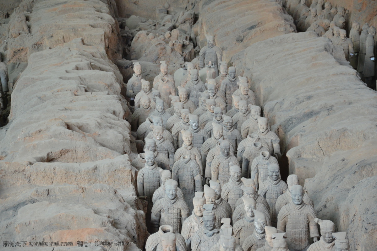秦始皇兵马俑 秦始皇 兵马俑 西安 历史 文物 自然景观 建筑景观 灰色