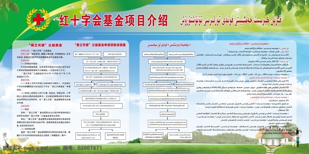 红十字会 基金 项目 介绍 爱之天使基金 小天使基金 天使阳光基金 嫣然天使基金 资助流程 基金项目流程 蓝天 白云 草地 绿叶 文明 分层