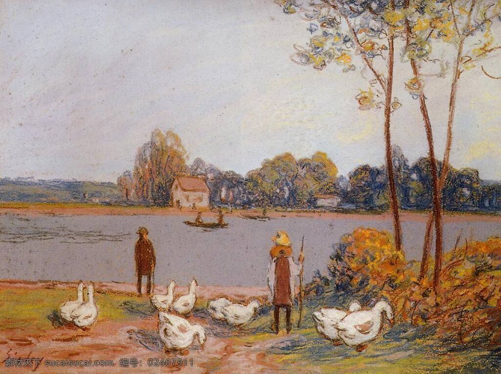 sisley 印象派 风景 自然 油画 装饰画 法国 画家 阿尔弗雷德 西 斯莱 alfred