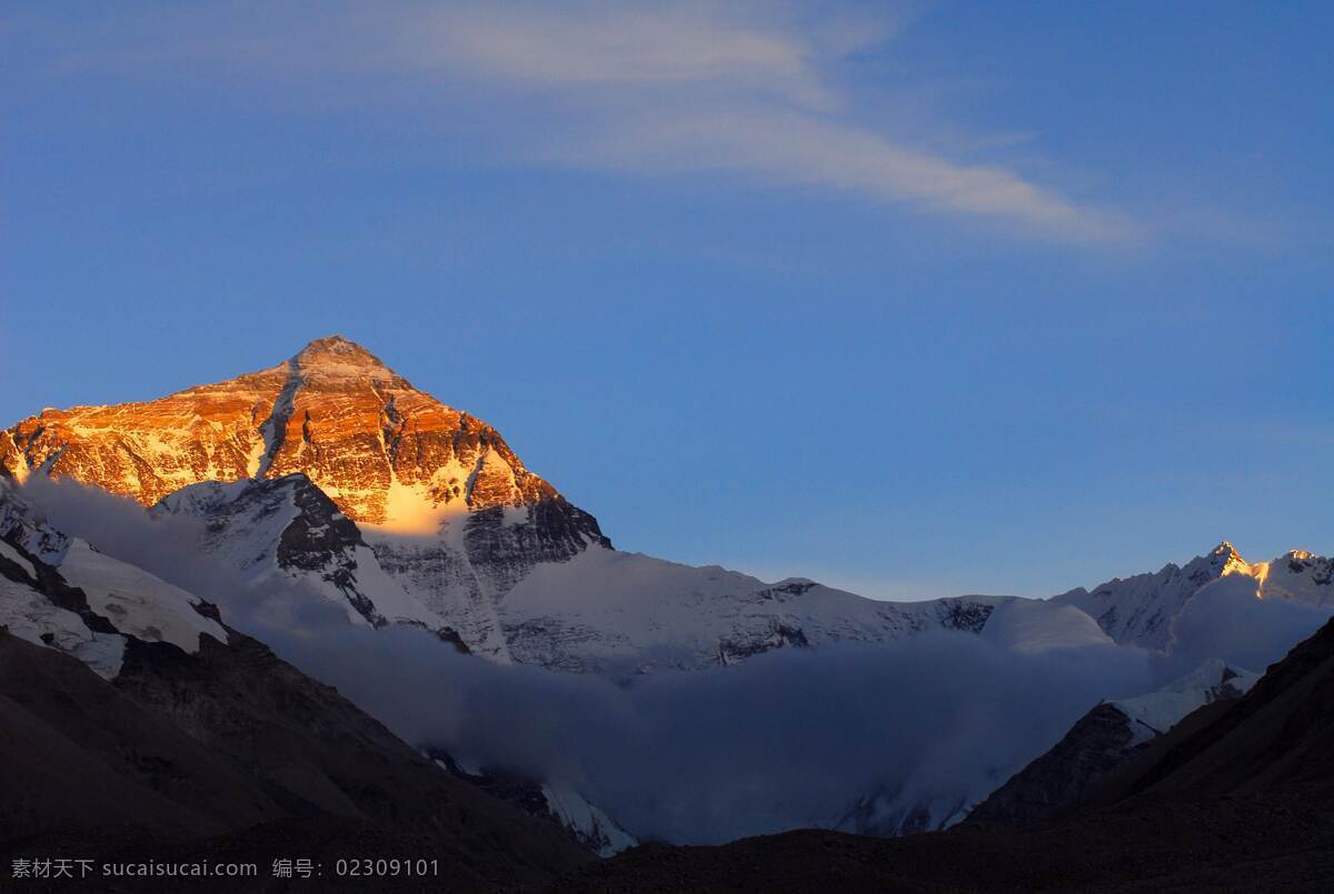 珠峰 西藏 珠穆朗玛峰 雪山 夕阳 山峦 蓝天 国内旅游 旅游摄影