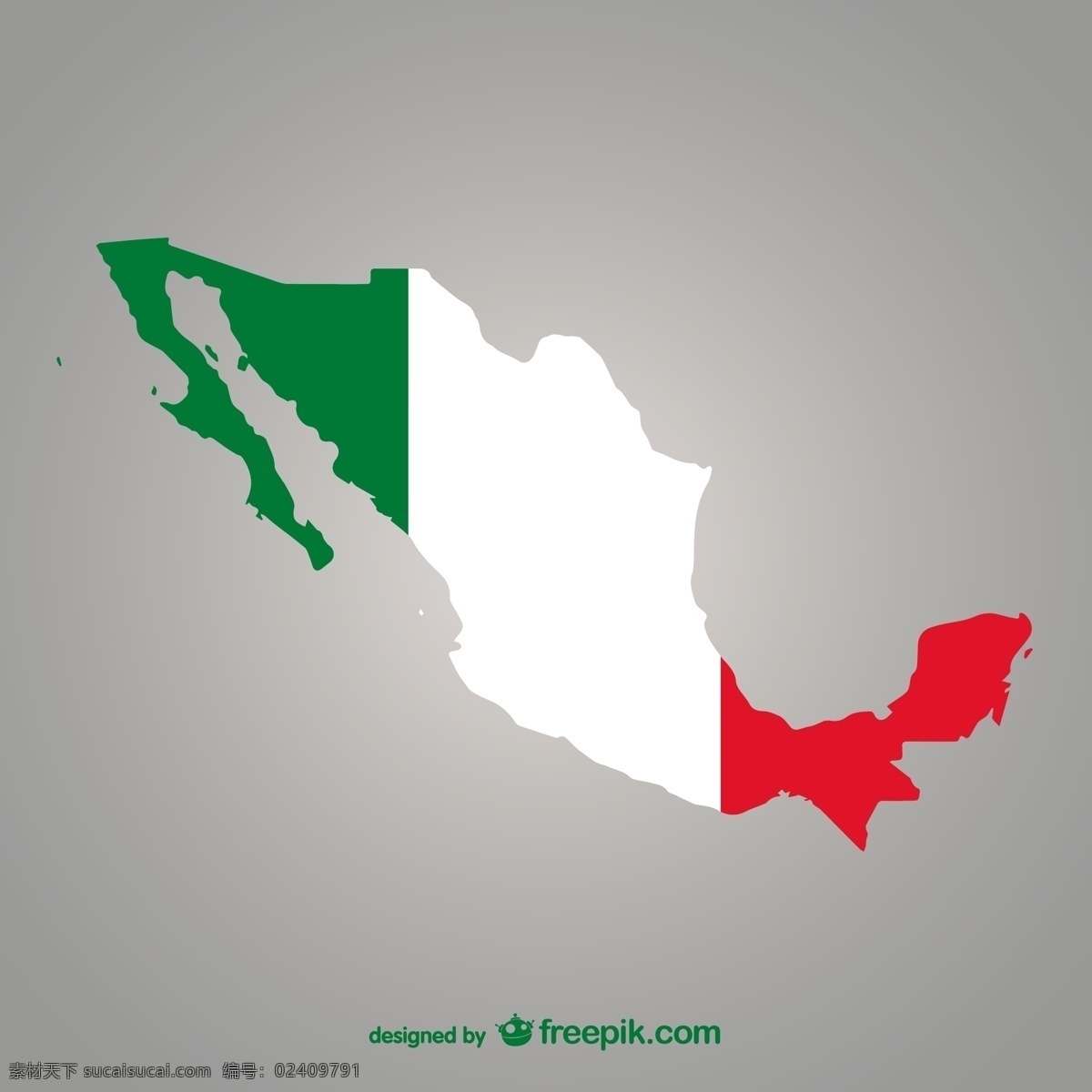 墨西哥矢量图 地图 旗帜 轮廓 墨西哥 墨西哥国旗 灰色
