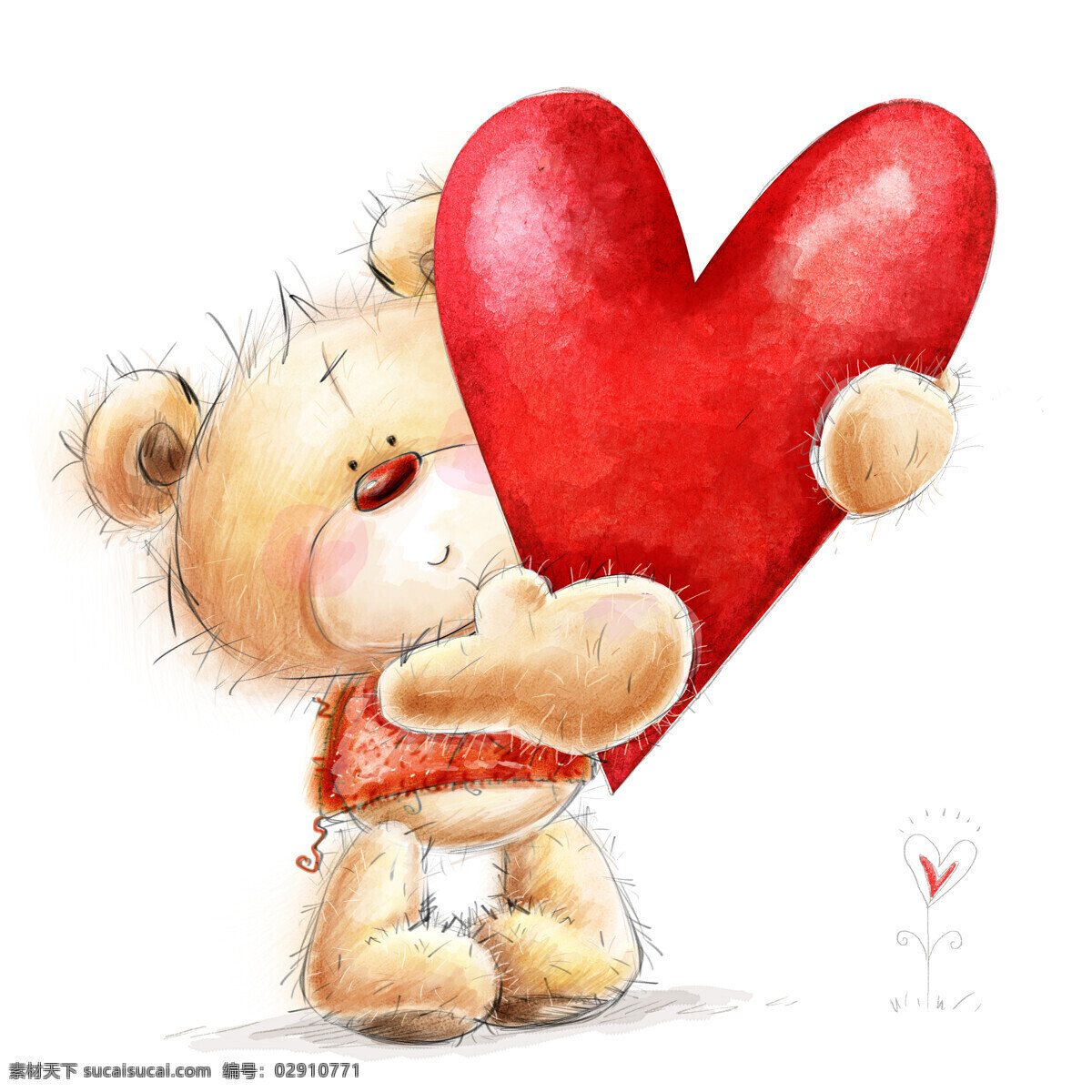 抱 红色 心形 的卡 通 小 熊 节日庆典 节日元素 卡通动物插图 红色心形 生日快乐 卡通小熊 生活百科