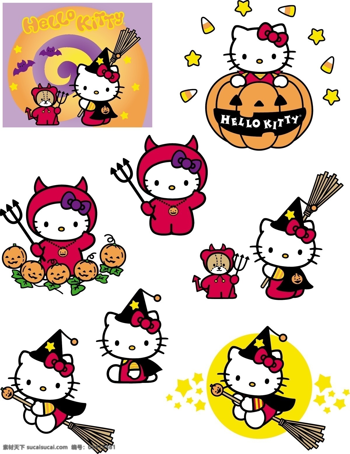 迪士尼素材 hello kitty 矢量 官方 可爱 猫 hk halloween 矢量素材 其他矢量
