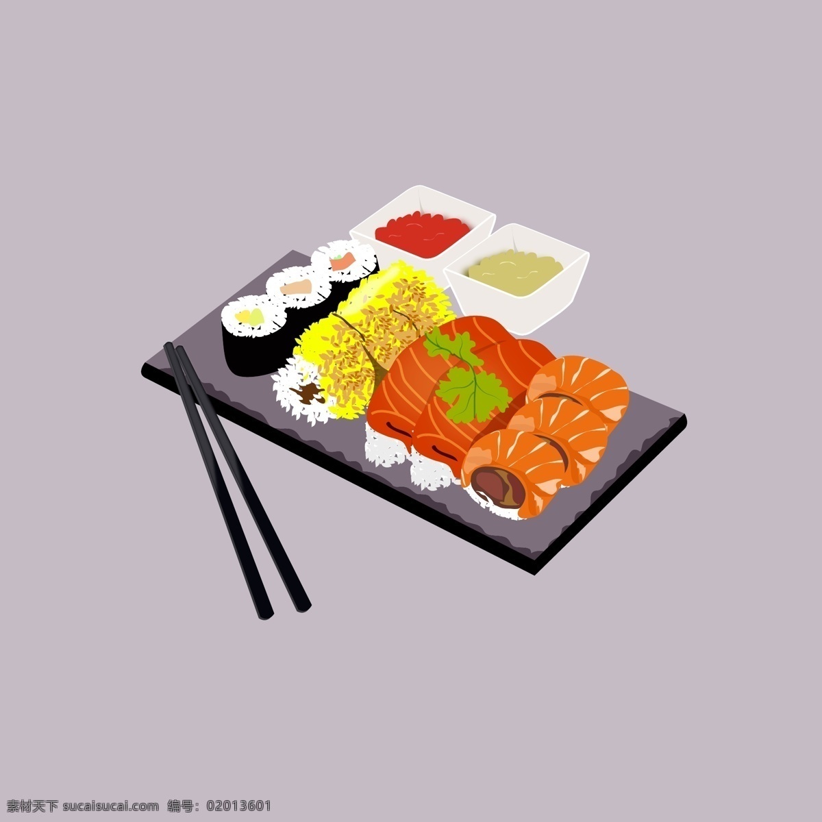 原创 插画 日本料理 美食 插图 矢量 寿司 装饰画
