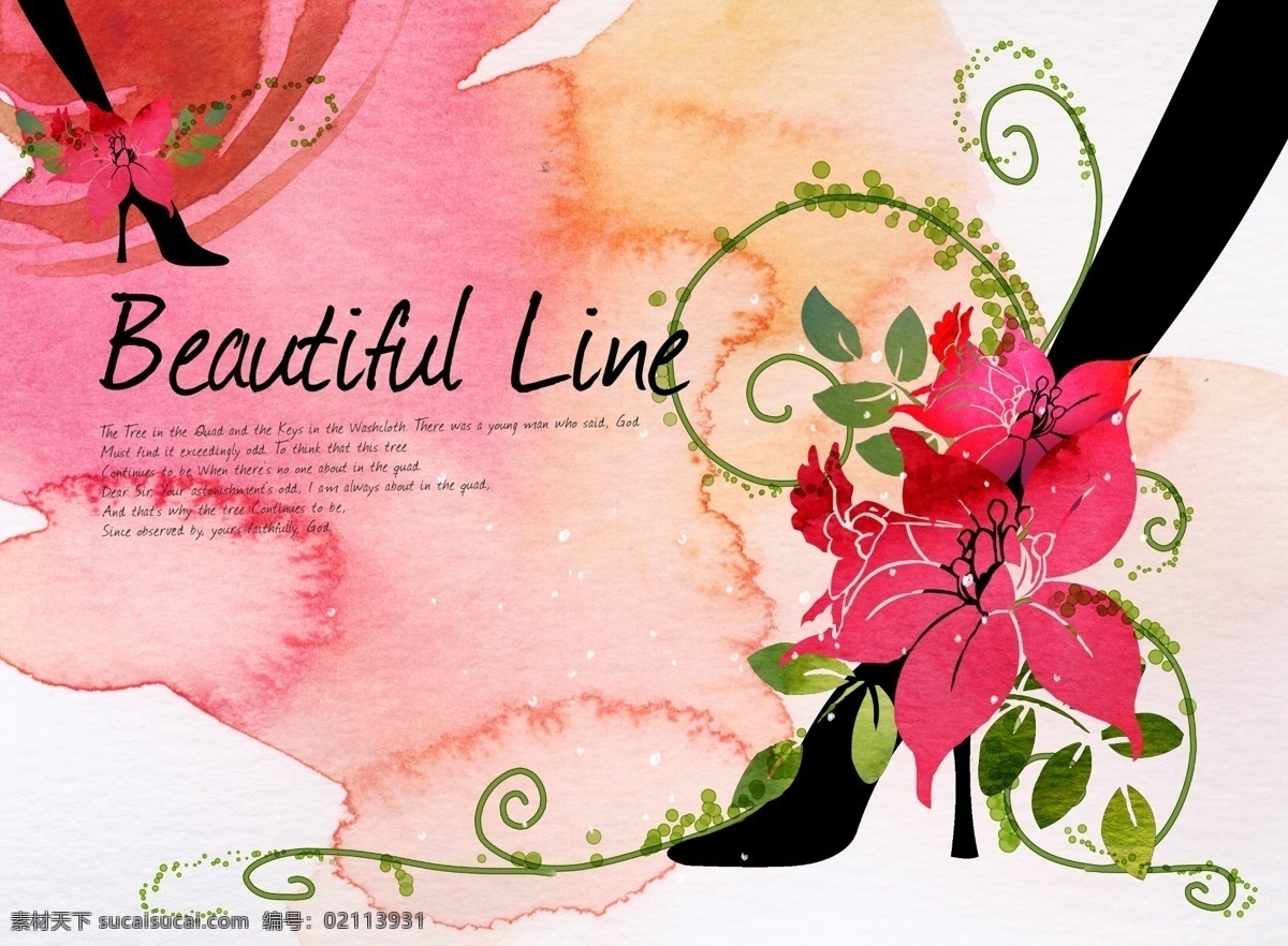 水彩 墨 染 背景 花朵 分层 韩国素材 krtk 创意设计 长腿 高跟鞋 花纹 墨迹 墨痕 墨染 绿色 红色 黑色 粉色