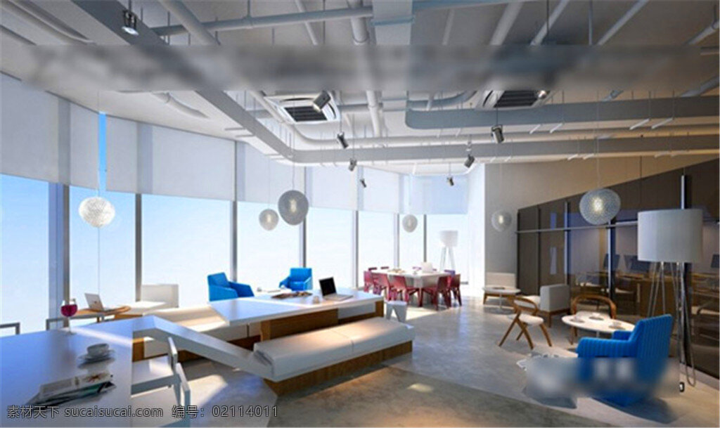 办公 空间 3d 模型 灰色 室内模型 办公室 办公空间 3d设计 3d设计模型