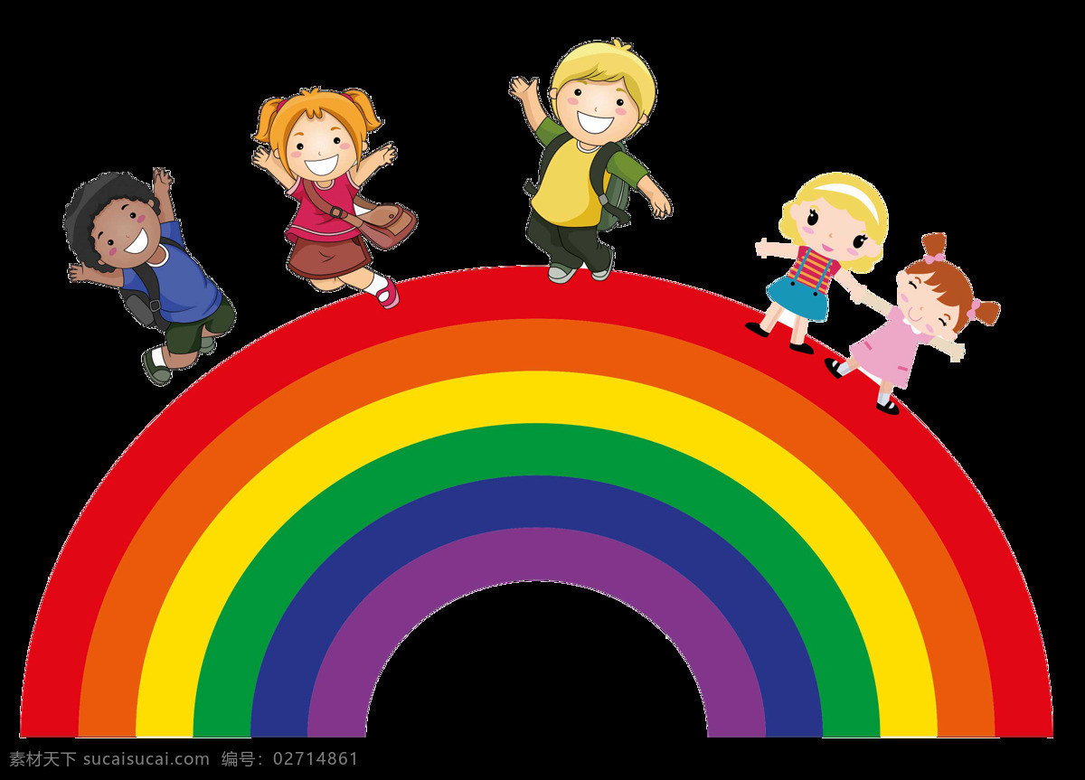 卡通 儿童 彩虹桥 玩耍 元素 儿童节 开心 透明元素 png元素 免抠元素