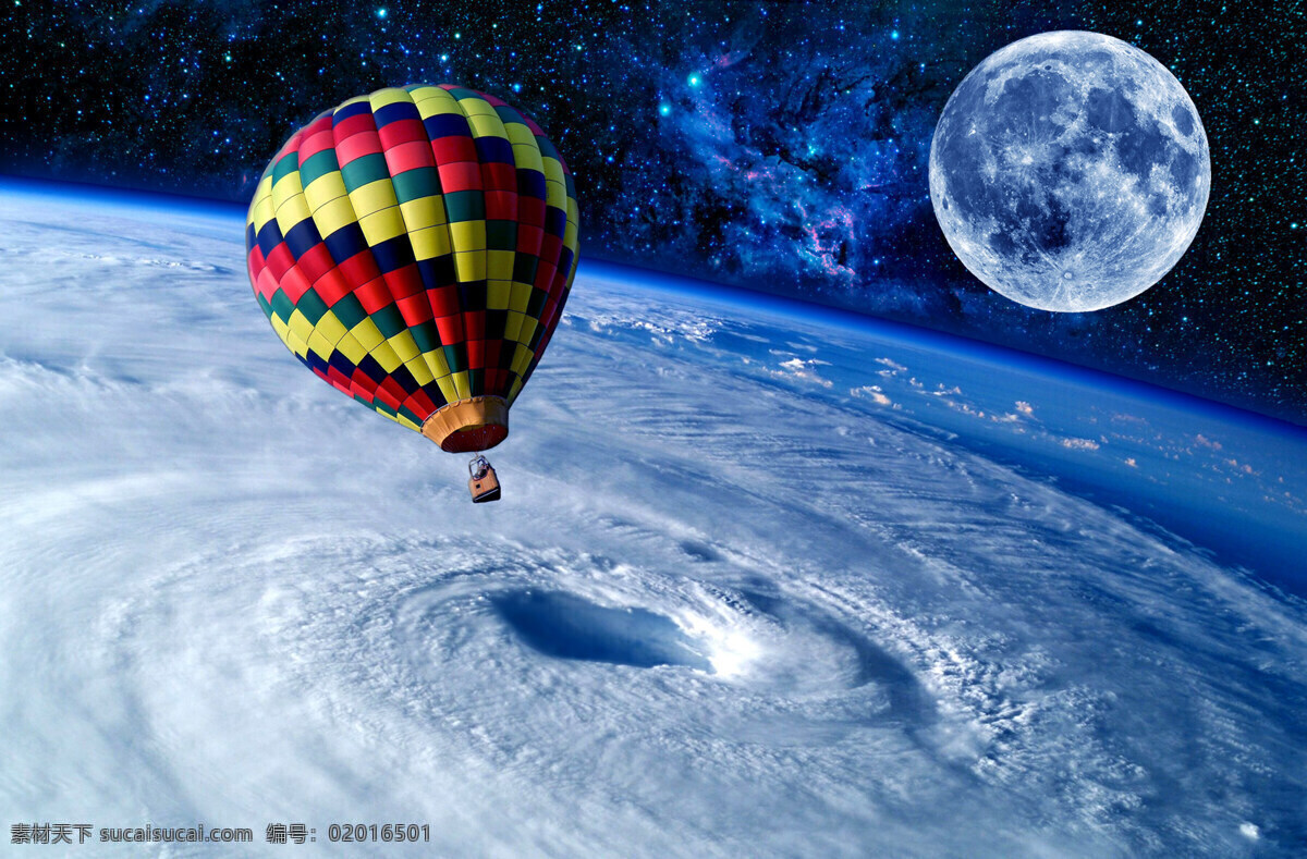 宇宙 中 热气球 太空 星球 梦幻星空 梦幻星云 其他风光 风景图片