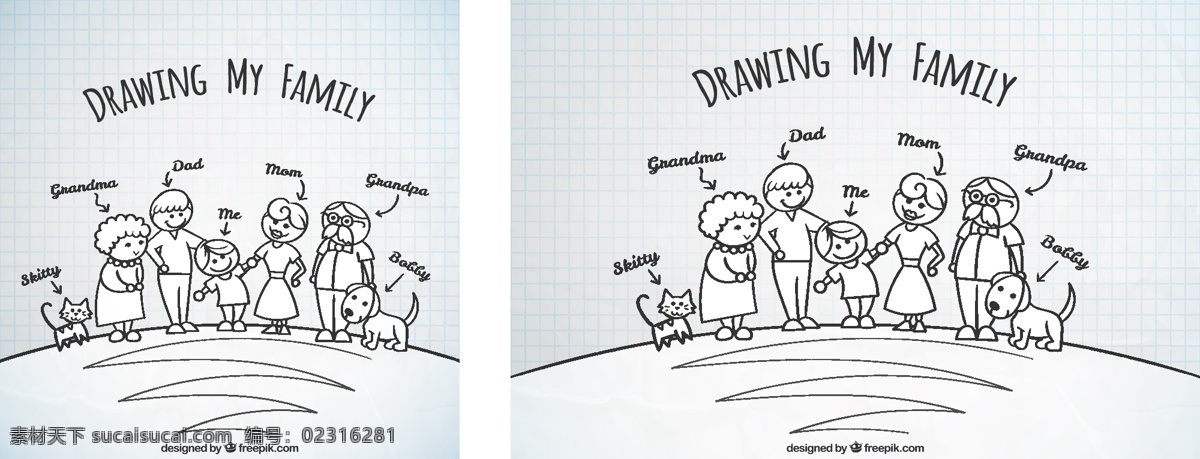 带 宠物 手绘 家庭 背景 人物 爱情 手 涂鸦 绘画 父母 关系 草图 素描 熟悉