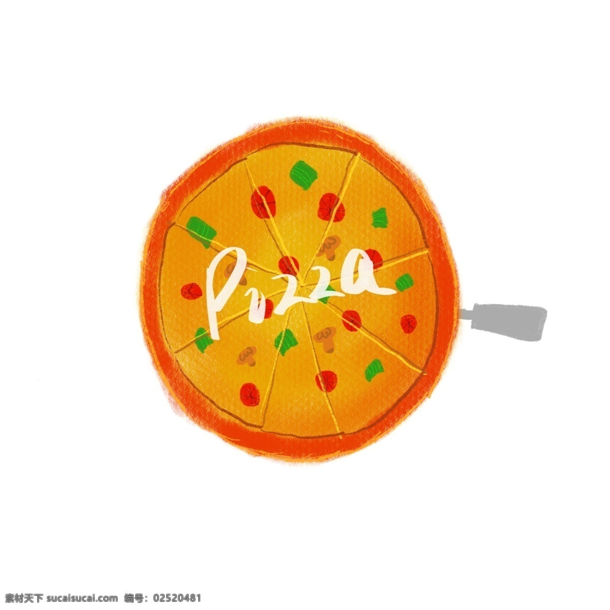 美味 卡 通风 披萨 pizza 美食 小吃 卡通风 手绘 大饼