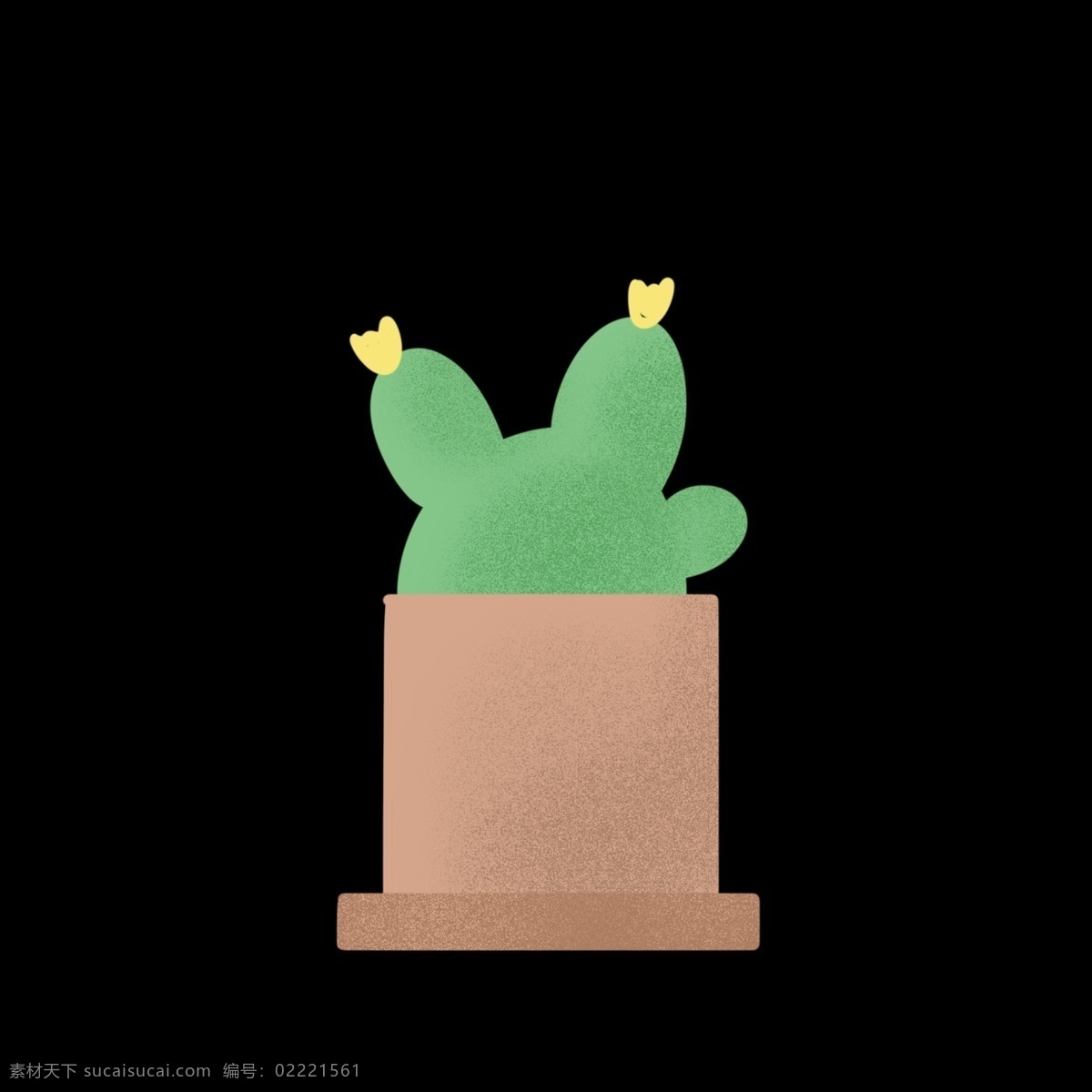 植物 盆栽 仙人掌 仙人球 手绘 免抠