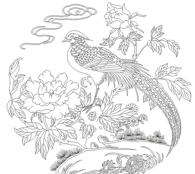 锦鸡牡丹 牡丹 锦鸡 山水 国色天香 苏绣 花纹花边 底纹边框 矢量