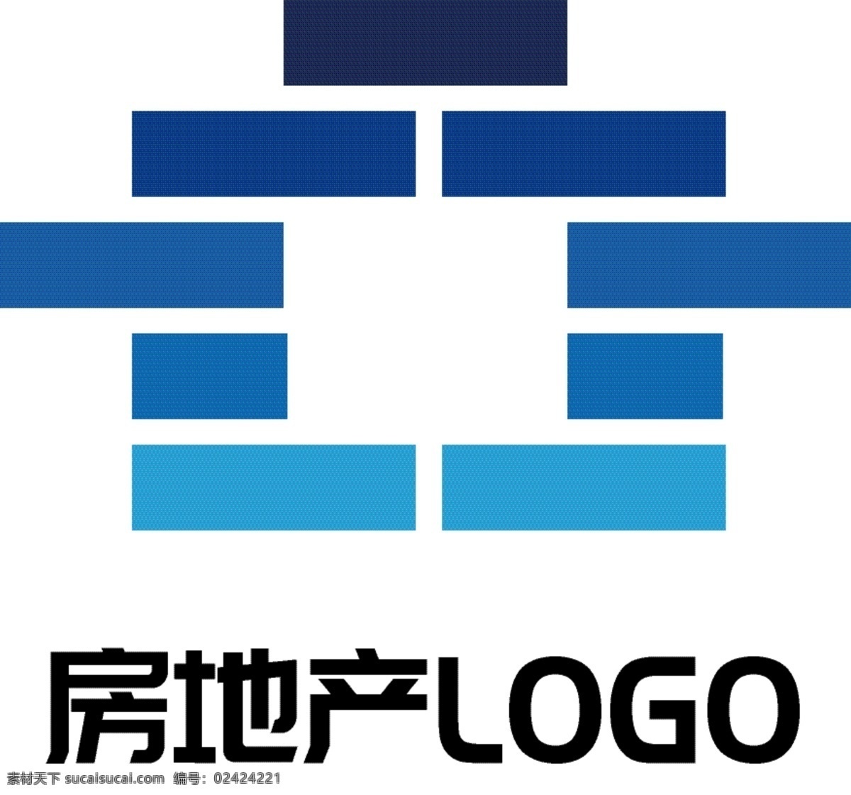 创意 蓝色 房地产 logo 矩形 标志