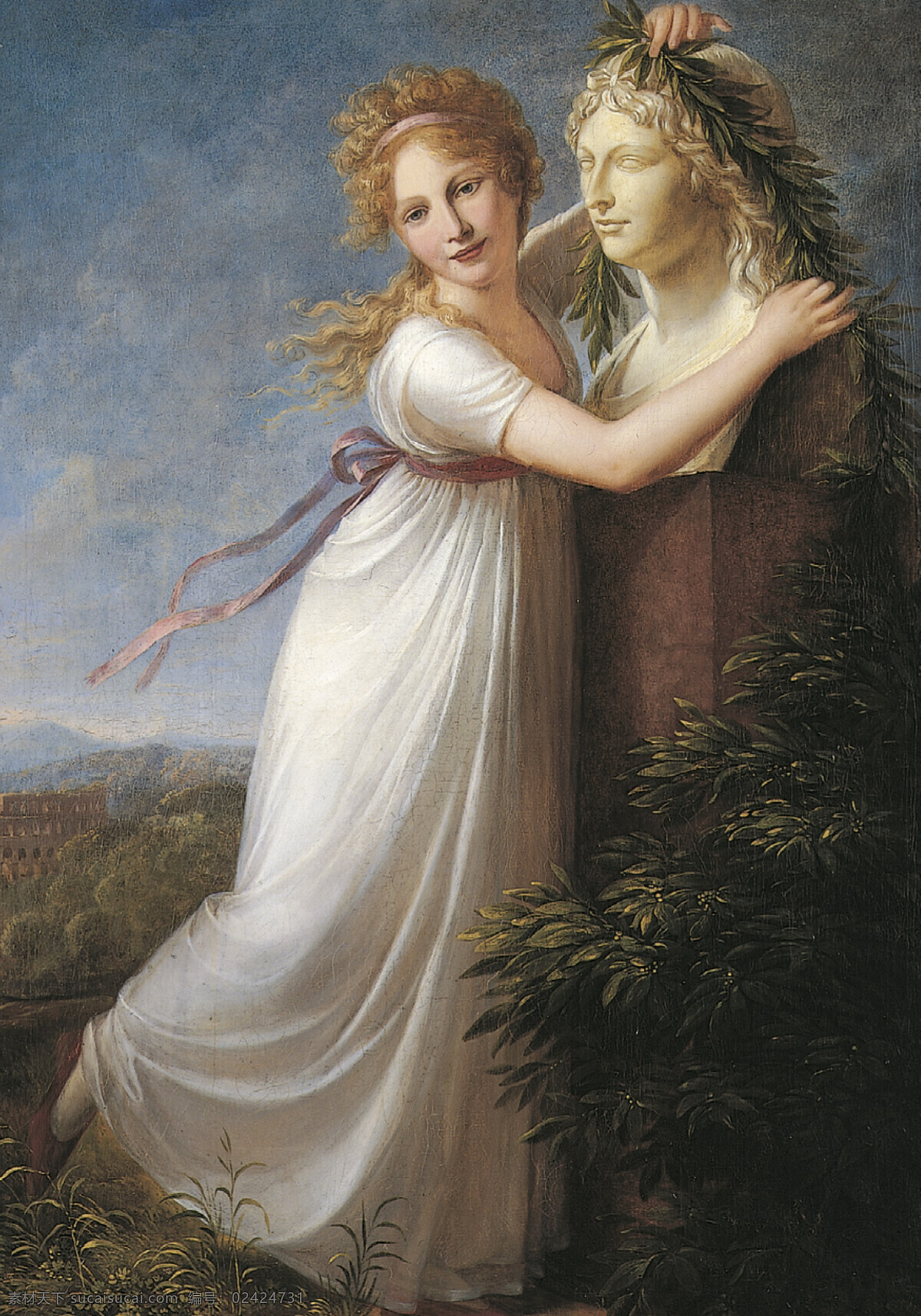 少女艾达布朗 年轻少女 母亲的肖像 白色连衣裙 橄榄枝 19世纪油画 油画 文化艺术 绘画书法