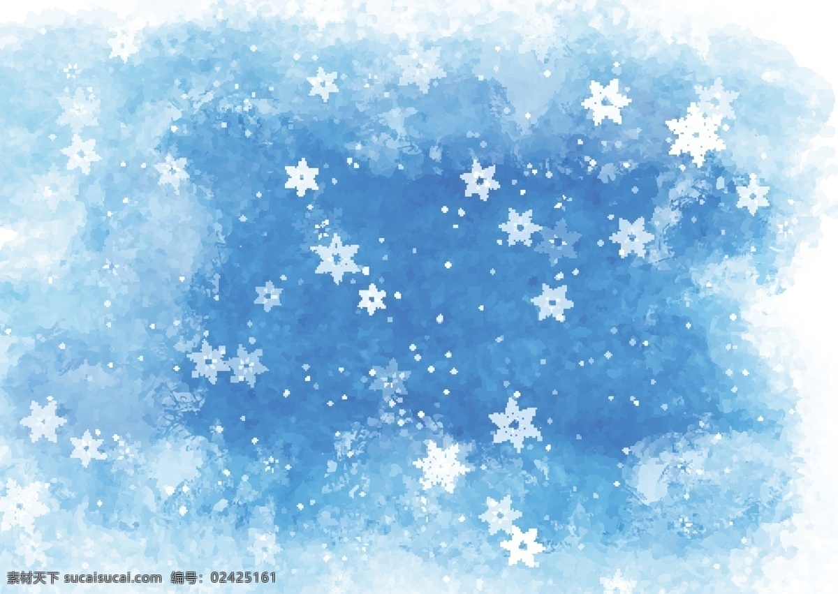 冰雪 水彩 背景 雪 冬季 新年 雪花 蓝色 世界 梦幻 底纹边框 背景底纹