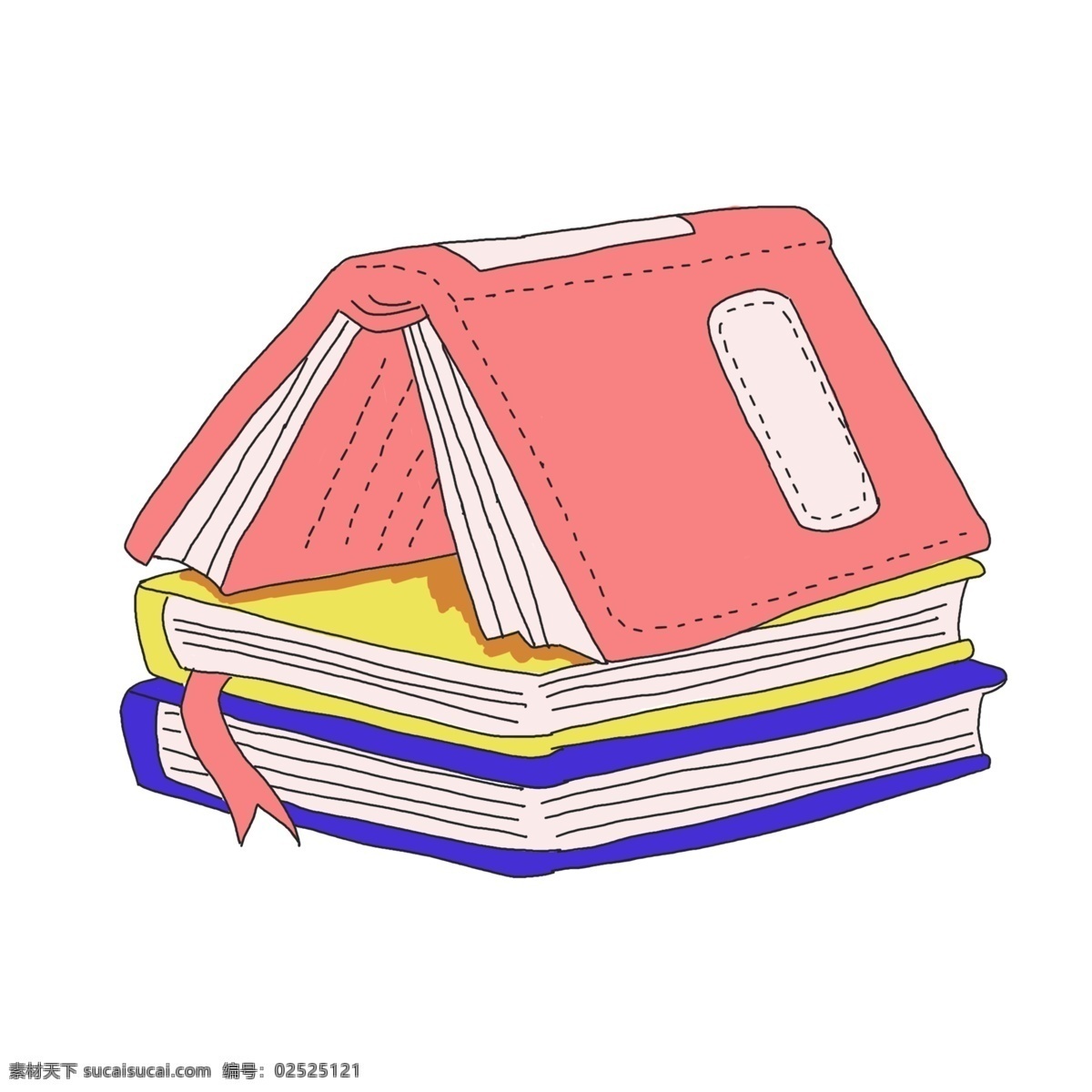 矢量 书籍 手绘 元素 粉色 图书 手绘本 蓝色 文本