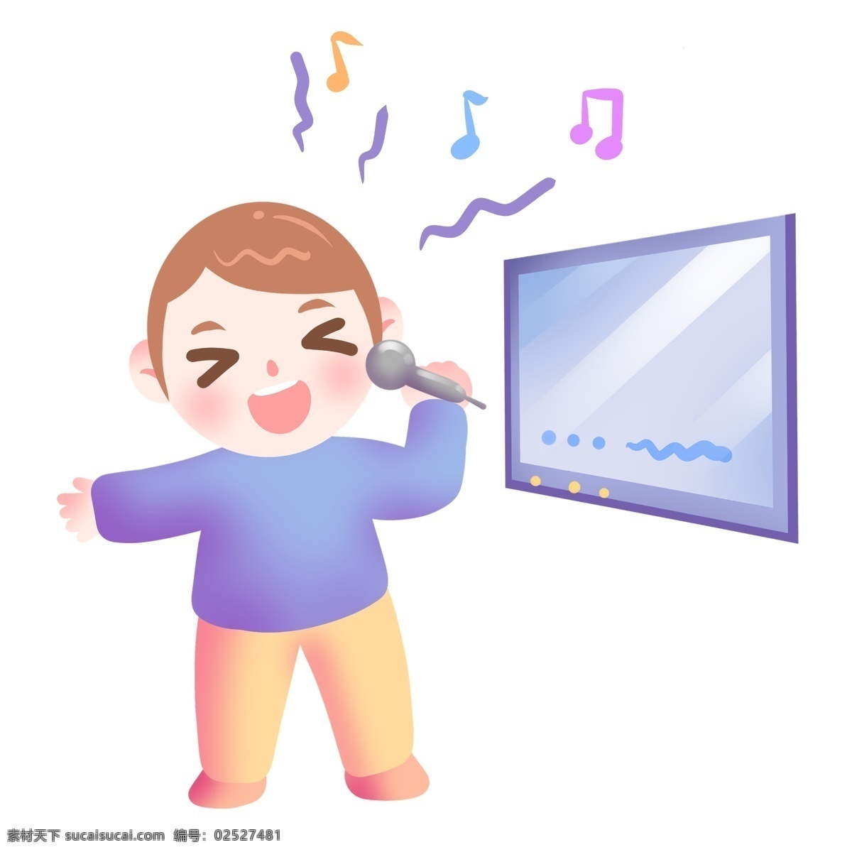 音乐 ktv 的卡 通 插画 大声的唱歌 卡通插画 音乐插画 歌曲伴奏 歌声 表演 演出 ktv的音乐 音符