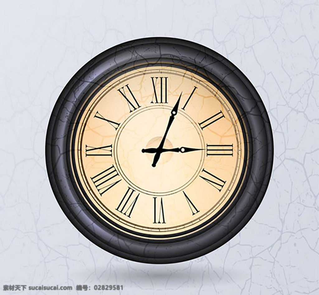 复古时钟矢量 钟表 时钟 时间 挂表 石英钟 罗马数字 矢量图 ai格式 灰色