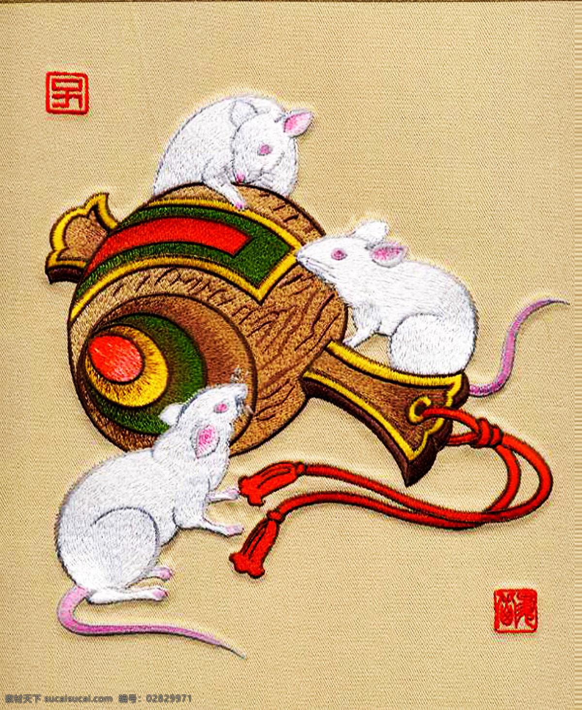 精致 生肖 刺绣 鼠 12生肖 民俗艺苑 文化艺术 传统文化 设计图库