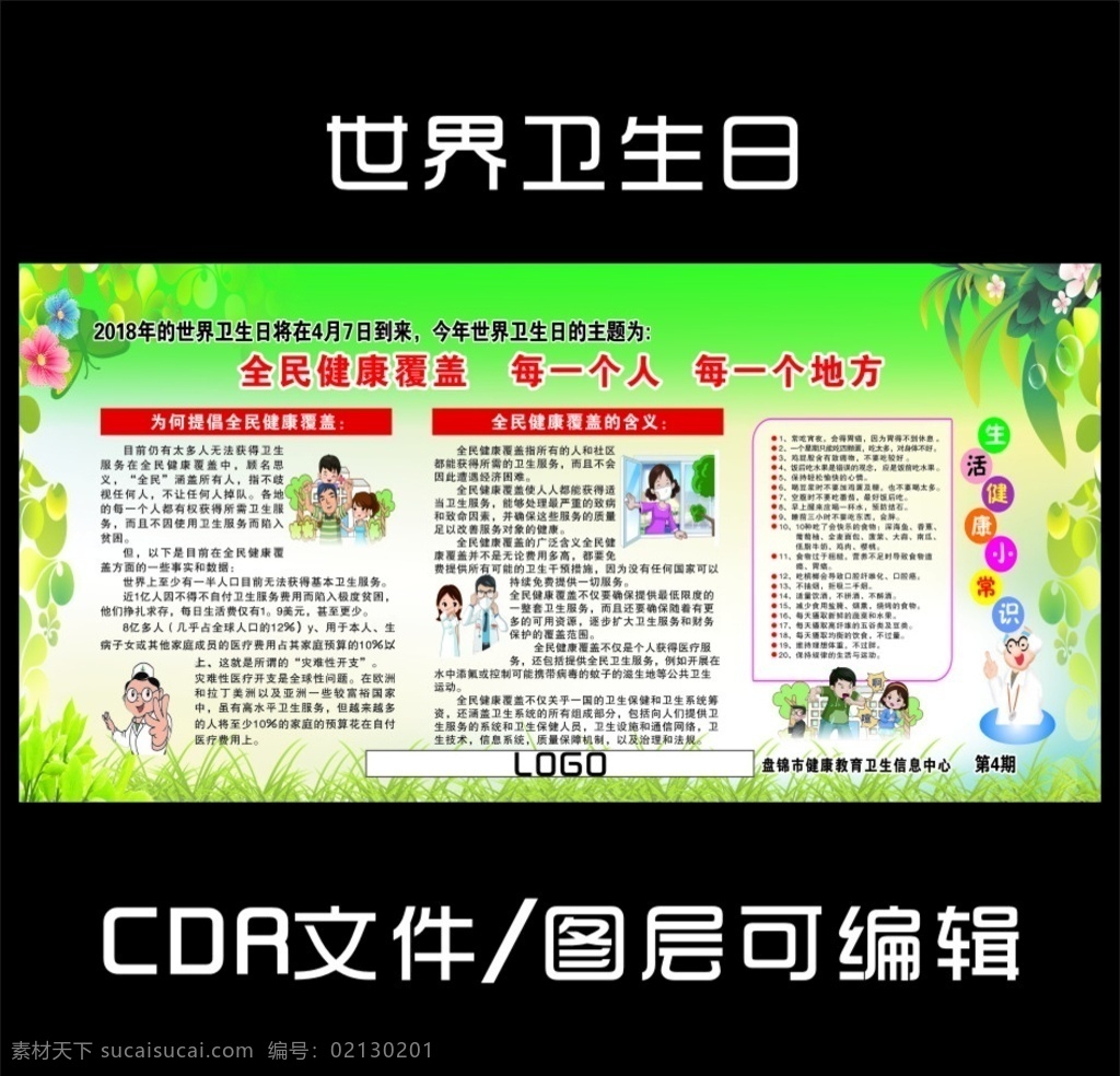 世界卫生日 个人健康 卫生展板 绿色展板 全民健康 卫生 信息