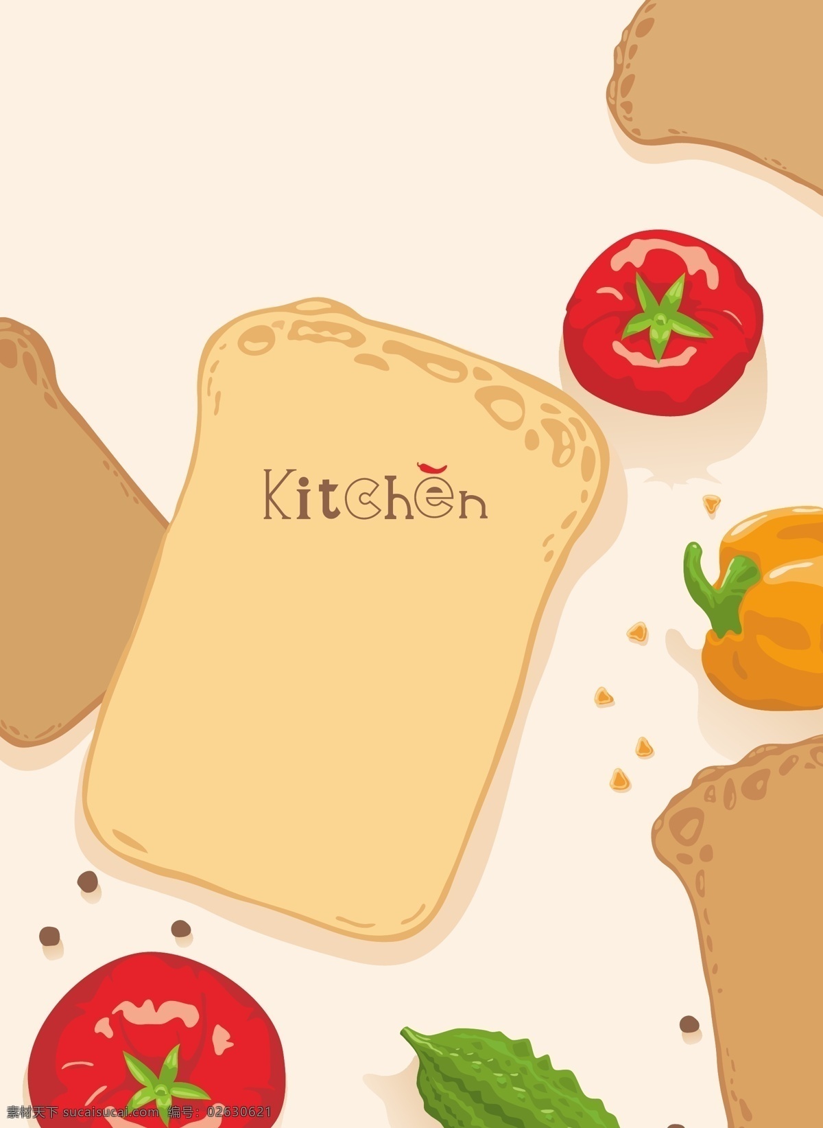 矢量 美食 手绘 食品 餐饮 背景 面包 番茄 西餐 创意 海报