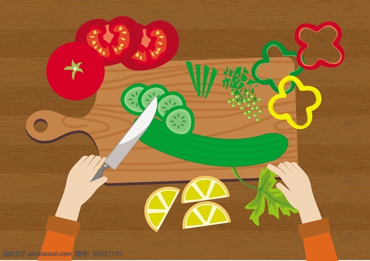 新鲜 蔬菜 矢量图 广告背景 广告 背景 背景素材 底纹背景 西红柿 丝瓜 刀 切菜板 厨房 做菜 柠檬