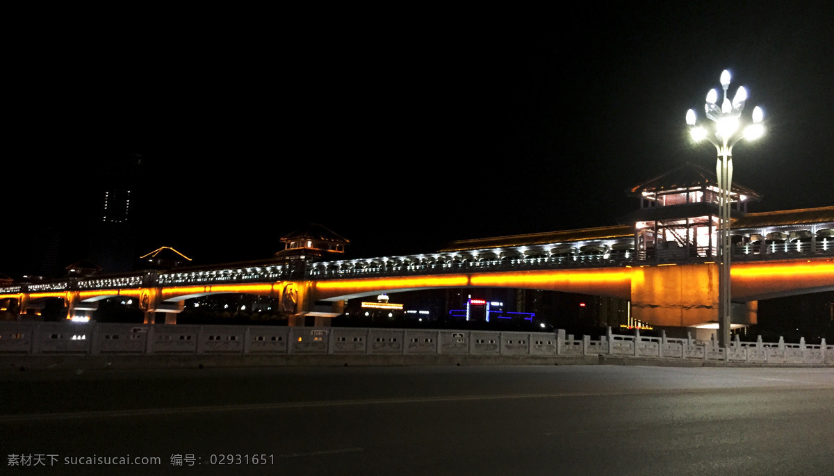 城市 宝鸡 廊桥 夜景 灯光 旅游摄影 国内旅游
