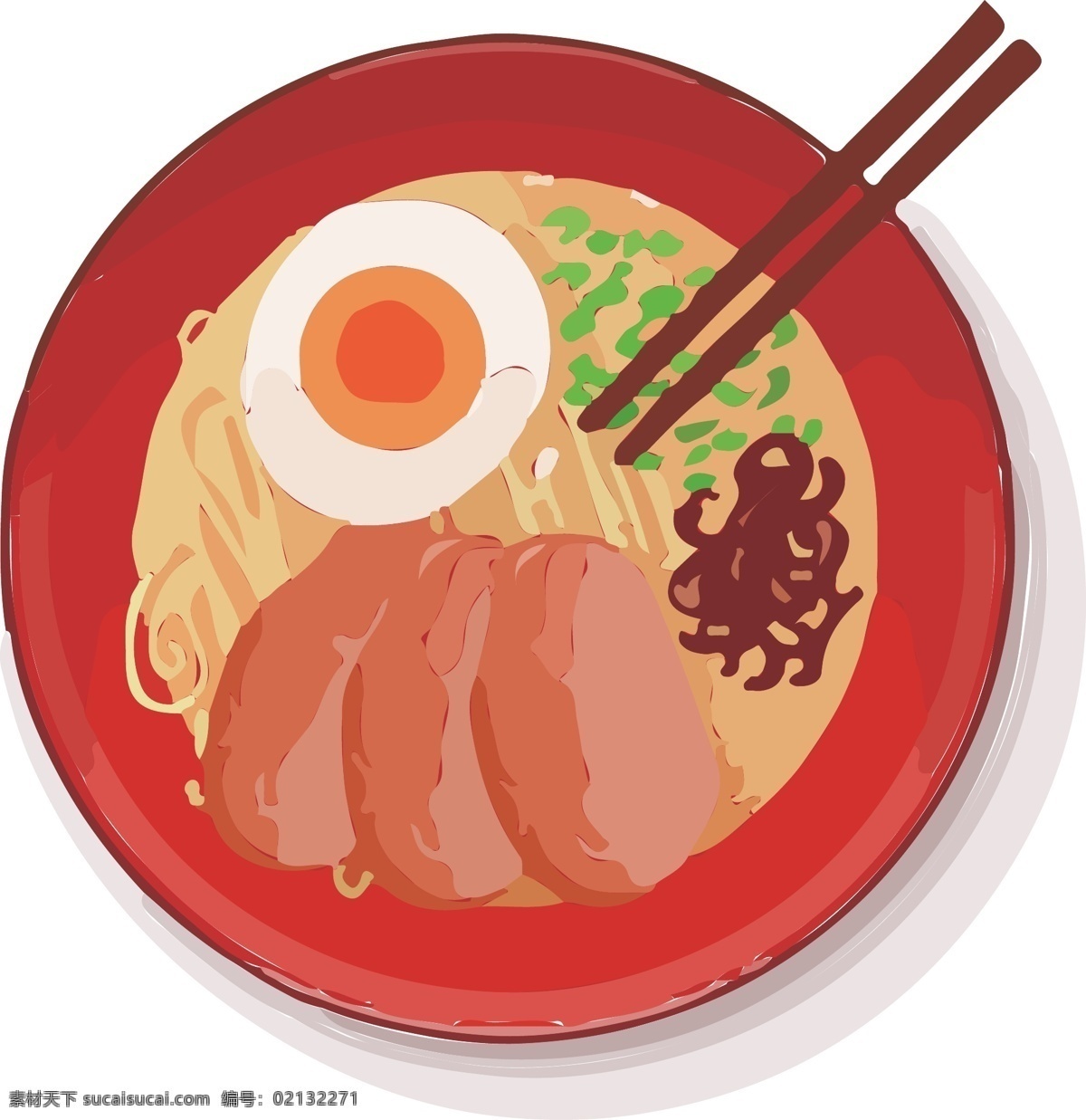 卡通 美食 午餐肉 意 卡通面条 面条 鸡蛋 葱花