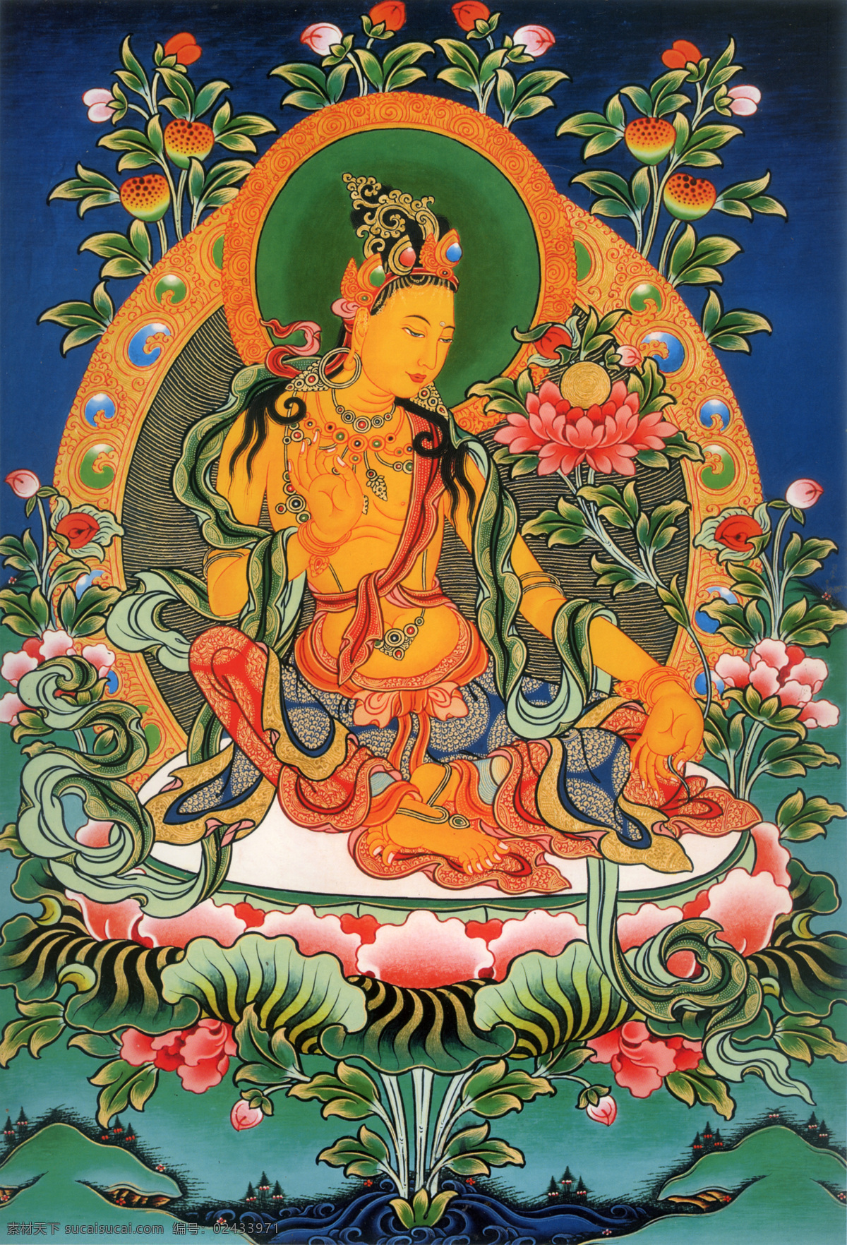 地藏菩萨 唐卡 西藏 菩萨 藏文化 佛教 绘画 宗教绘画 书画 文化艺术 宗教信仰