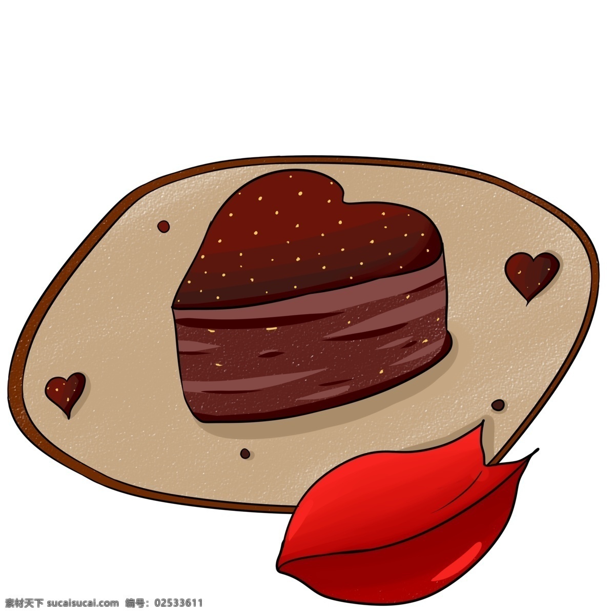 爱心 巧克力 蛋糕 插画 爱心巧克力 巧克力蛋糕 好吃 红色 深棕色爱心 爱心蛋糕插画 美味的蛋糕