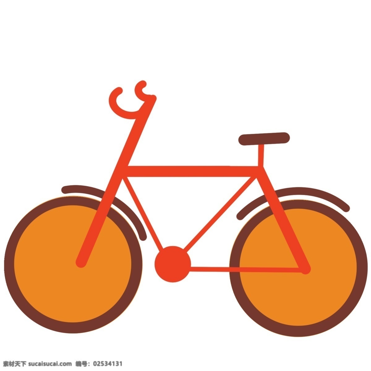 交通工具 自行车 插画 橙色的自行车 卡通插画 运输工具 交通插画 运输器具 绿色出行插画
