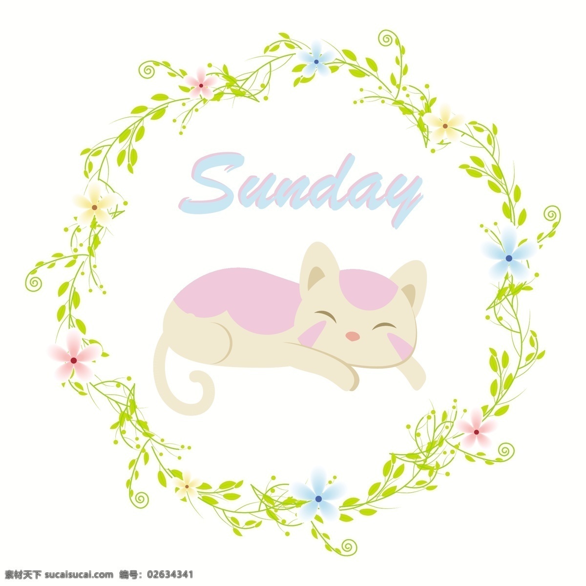 小猫 绿色 花边 背景 绿色花边 背景设计