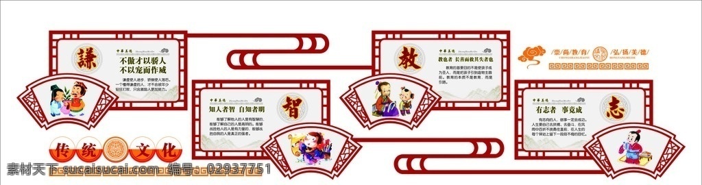传统文化 中国传统文化 古典 造型墙 励志文化 名言文化 展板模板