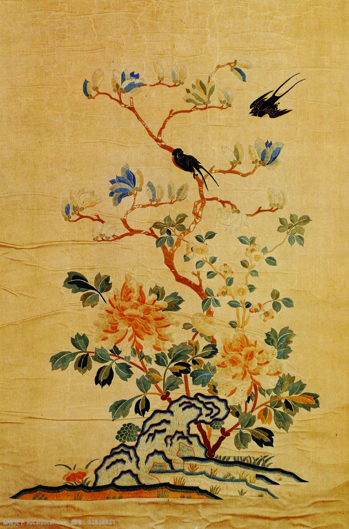 中国花鸟画 中国画 花鸟画 设计素材 花鸟名画 古典藏画 书画美术 黄色