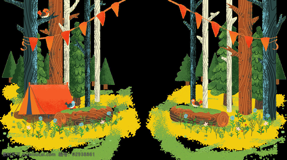 北欧 森 系 森林 装饰 插画 元素 png元素 海报 卡通 免抠元素 森系 透明元素 小清新