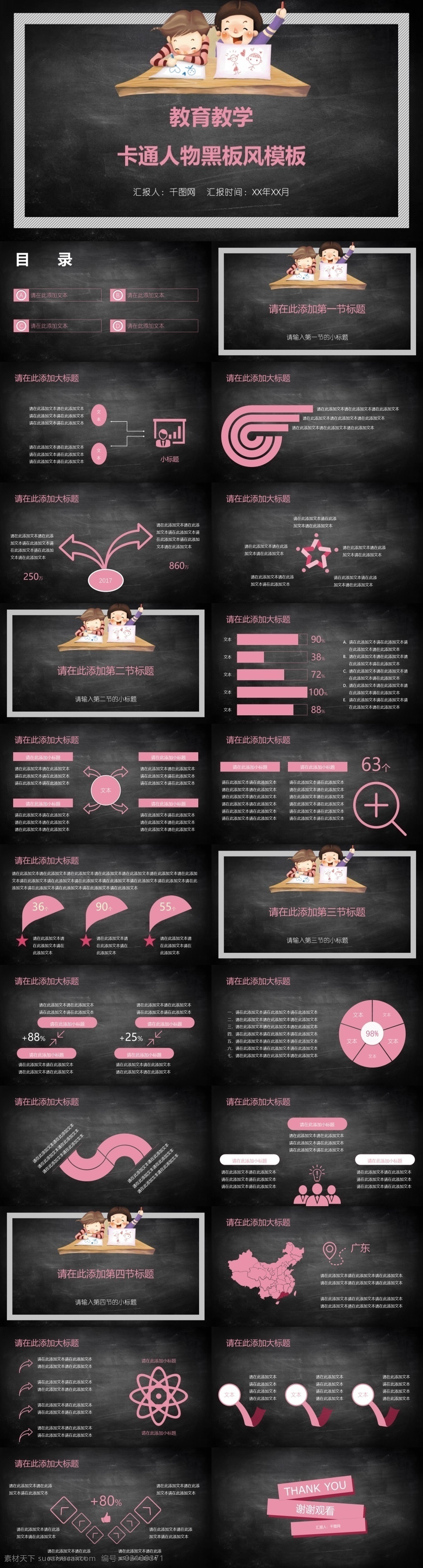 卡通 黑板 风 教育教学 模板 公开课 黑板风ppt 教师课件 教育培训 卡通ppt 老师课件 培训课件 幼儿园 老师 课件