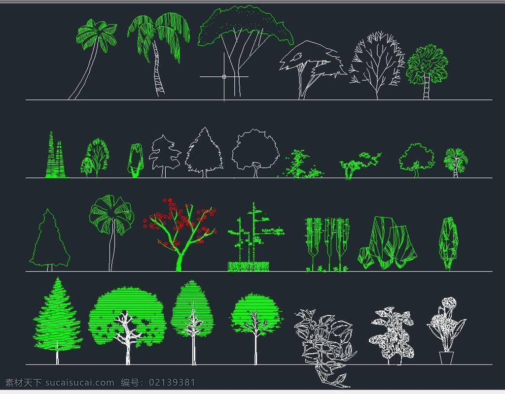 园林 立面 植物 图 cad cad2014 园林立面 植物图