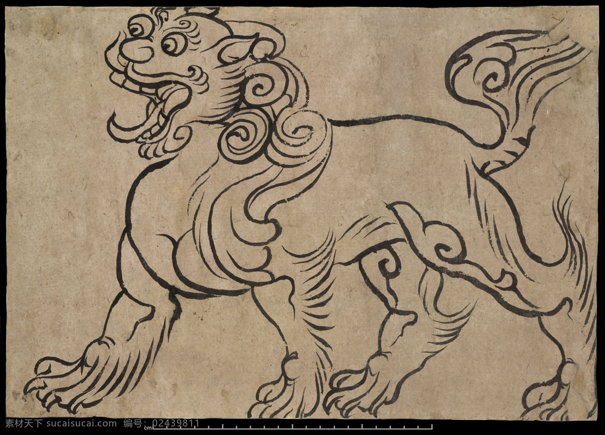 敦煌绘画 狮子图 设计素材 莫高窟 唐代绘画 传统文化 文化艺术