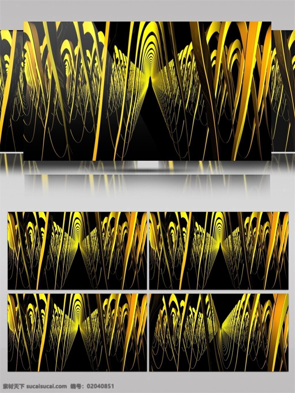 黄色 弹簧 视频 波浪曲线 科技 视频素材 动态视频素材