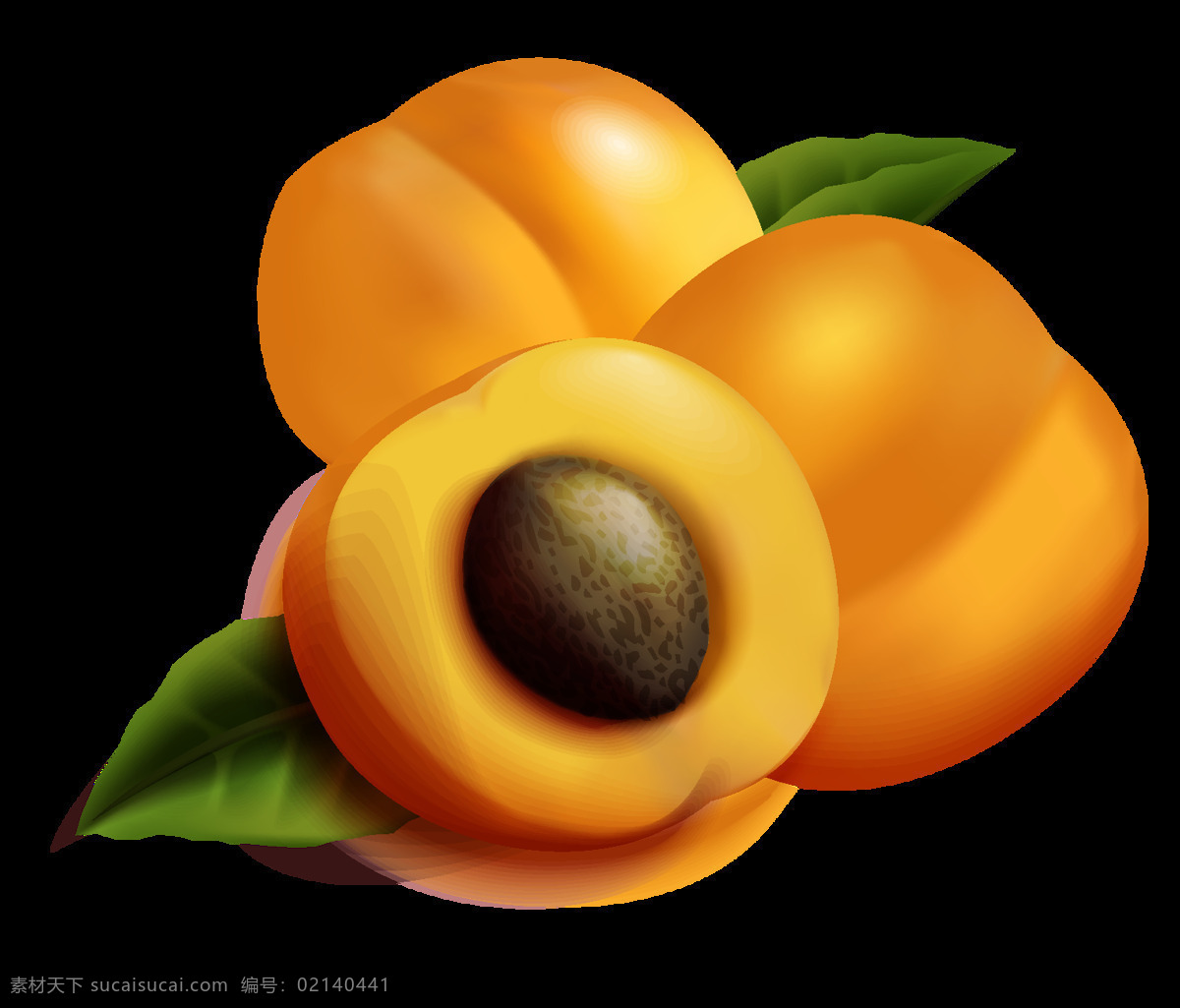 水果杏子元素 黄色 免扣 水果 透明 杏子 元素