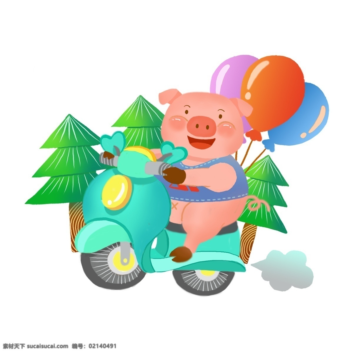 手绘 可爱 生肖 猪 系列 精品 元素 之一 生肖猪 气球 创意 电驴