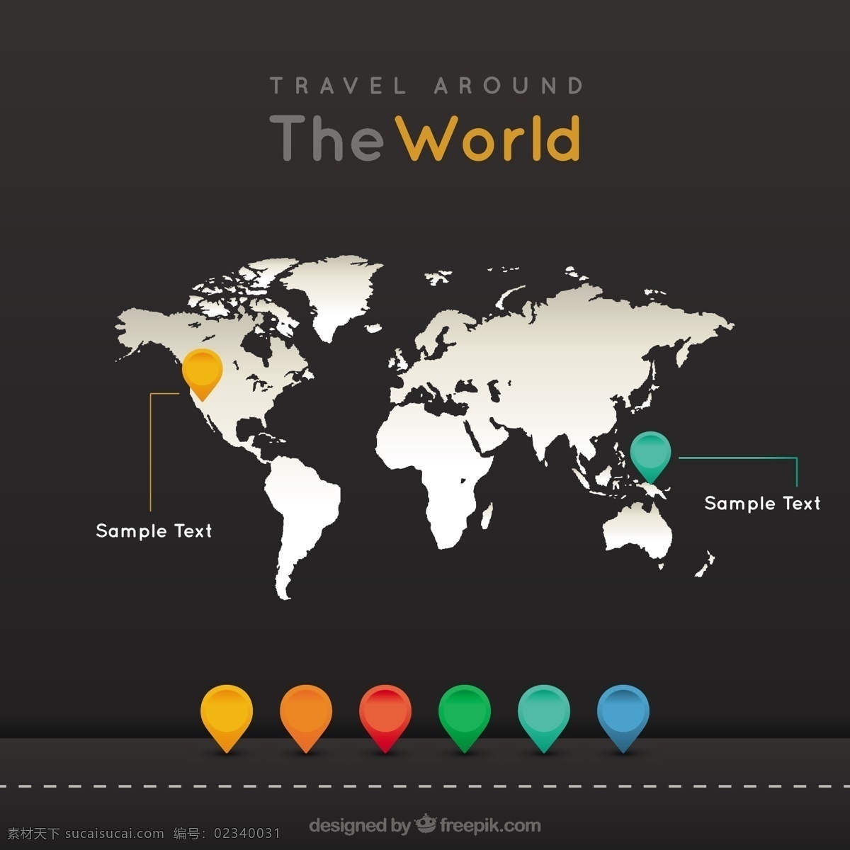 环游世界 图表 旅行 地图 世界地图 世界 模板 图形 位置 标记 指针 旅游 信息图表模板 在该 黑色