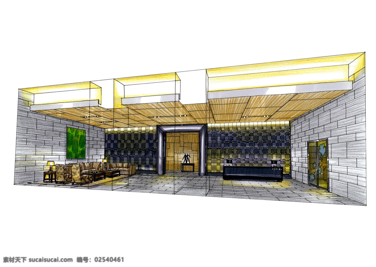 入户 大堂 手绘 城市建筑 都市建筑 建筑 建筑家居 欧式室内建筑 室内设计 手绘图片 家居建筑 装饰素材