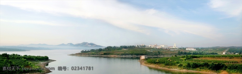 蓬莱 凤凰湖 湖 水库 风景 湖水 君顶酒庄 自然景观 山水风景