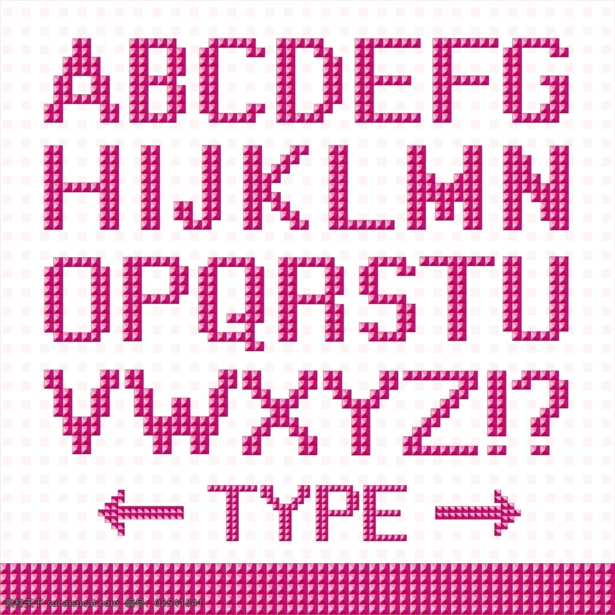 粉红色 像素 字体 背景 箭头 边框 教育 复古 颜色 粉色 文字 字母 布局 符号 正方形 数字 创意 打印 白色