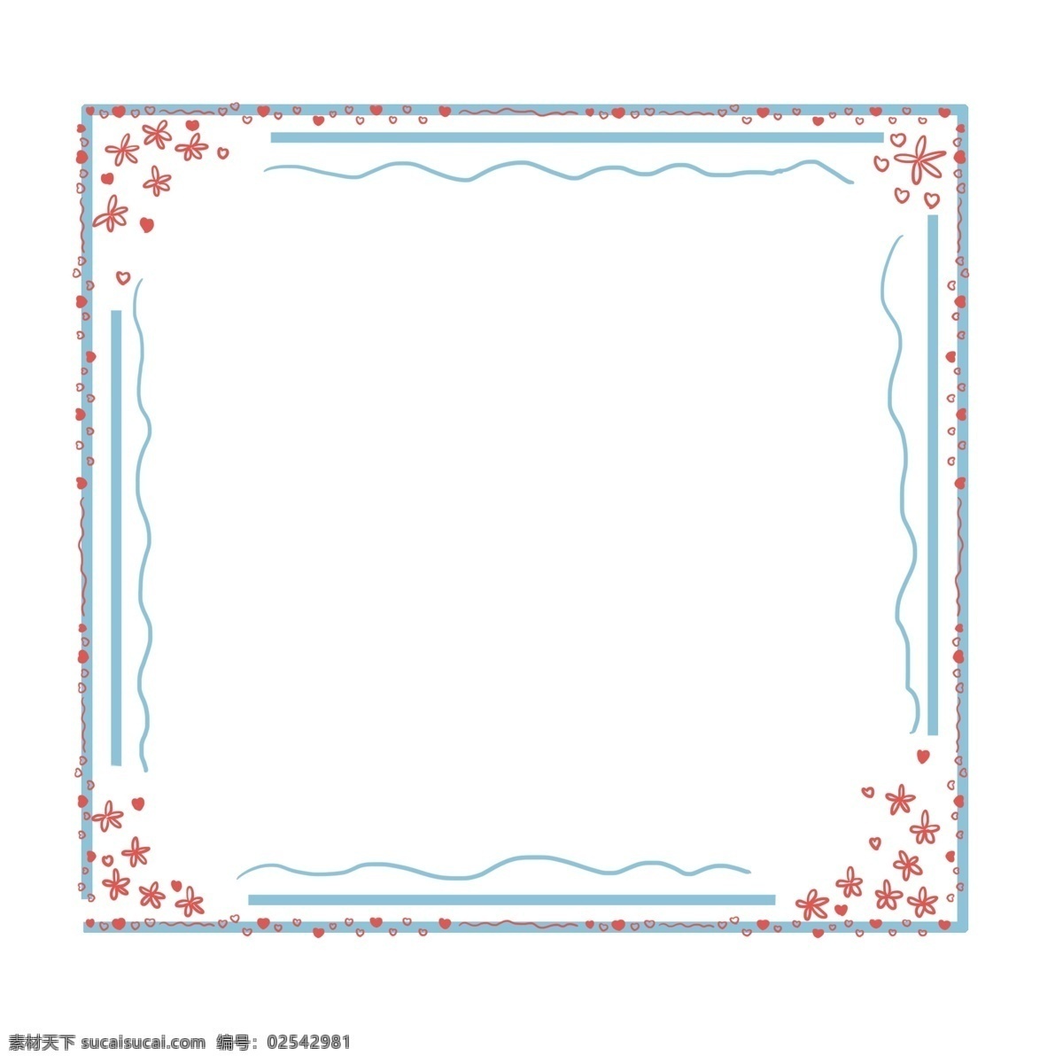 蓝色 可爱 边框 插画