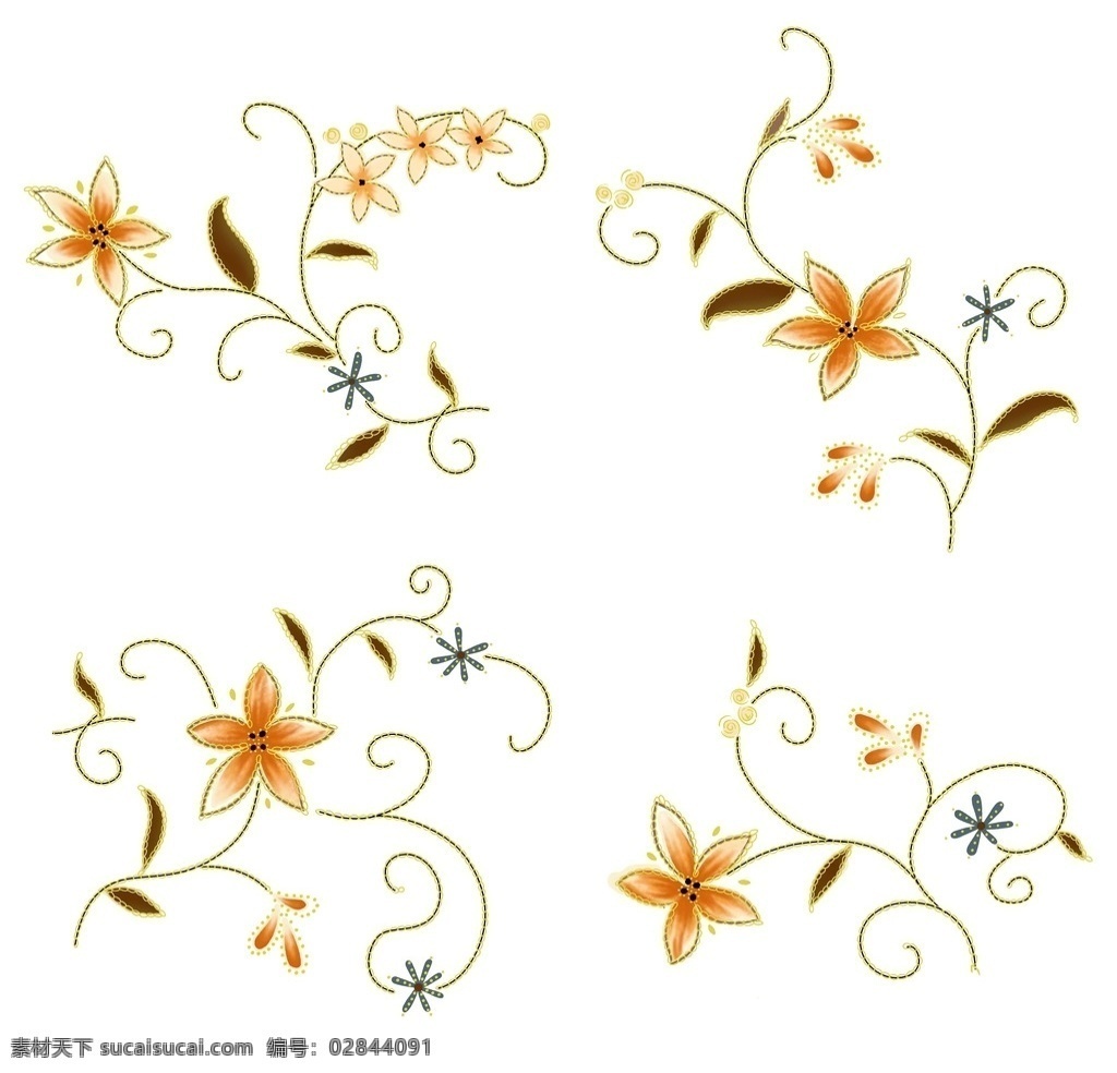 花朵 淡雅 金色 缠枝纹 缠枝纹花朵 背景素材 瓷器素材 瓷制品素材 墙纸素材 psd素材 分层