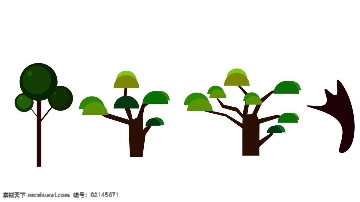 小树 矢量图 小树插画 插图 矢量 绿色 棕色 树干 树枝 标志 标识 开放 原文件 标志图标 网页小图标